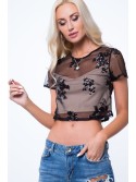 Top transparent cu paiete, negru si bej ZZ242 - Magazin online - Boutique